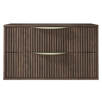 Servantskap Avila 2.0 – rillet / valnøtt / gull håndtak / 80 cm
