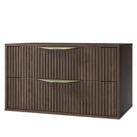Servantskap Avila 2.0 – rillet / valnøtt / gull håndtak / 80 cm