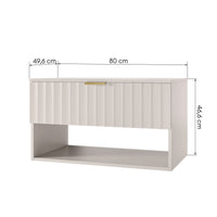 Servantskap Hana – rillet / kasmir / gullhåndtak / 80 cm