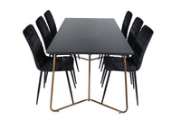 Spisebord Petra & Windu 190 x 90 + spisestol 2-pakk – svart