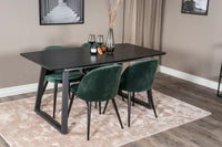 Spisestol Velvet & Inca 2-pakk + Spisebord 160 x 85 – grønn og svart