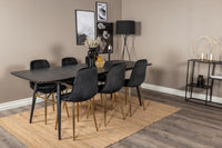 Spisebord Gold & Polar rektangulært 180 x 85 + spisestol 2-pakk – svart