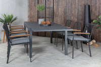 Spisestol Dallas & Marbella 2-pakk + rektangulært spisebord 160 x 100 – svart