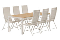 Spisebord Break & Levanzo 205 x 90 + posisjonsstol 2-pakk – beige