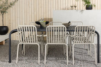 Spisegruppe Borneo & Peking 200 × 100 + 2-pakk spisestoler – svart og beige