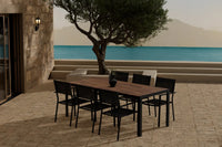 Spisestol Copacabana & Bois 2-pakk + Rektangulært spisebord 205 x 90 – svart og natur