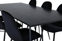 Spisegruppe Petra & Polar 190 x 90 + spisestol 2-pakk – svart