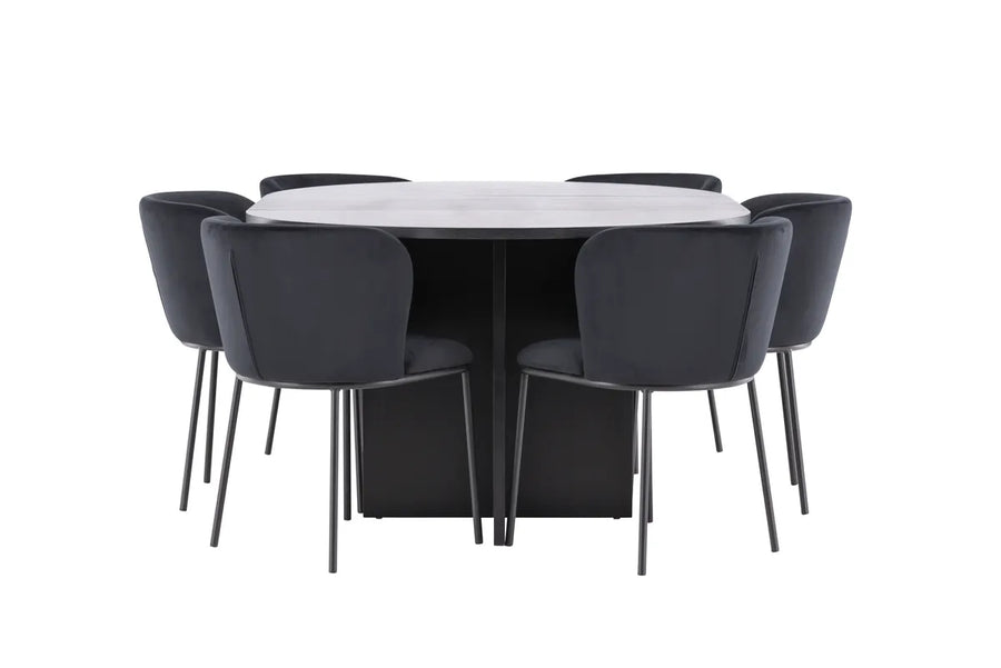 Spisestol Edina & Strada 2-pakk + Rektangulært spisebord ⌀120 – svart