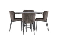 Spisestol Modesto & Copenhagen 2-pakk – brun + Spisebord rundt ⌀115 – mocca