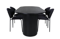Spisestol Vault & Bianca 2-pakk + Spisebord ovalt 200 x 90 – svart