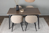 Spisestol Velvet & Tempe 2-pakk + rektangulært spisebord 140 x 80 – beige og valnøtt