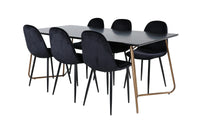 Spisegruppe Petra & Polar 190 x 90 + spisestol 2-pakk – svart