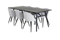 Spisegruppe Sleek & Velvet 195 x 95 2-pakk – svart og lys grå