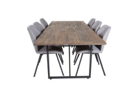 Spisestol Gemma & Padang 2-pakk + Spisebord 250 x 100 – grå og natur