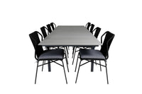 Spisestol Julian & Levels 4-pakk + rektangulært spisebord 229 × 100 – svart