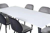 Spisegruppe Emma & Jimmy 2-pakk rektangulært spisebord 195 x 90 – grå og hvit