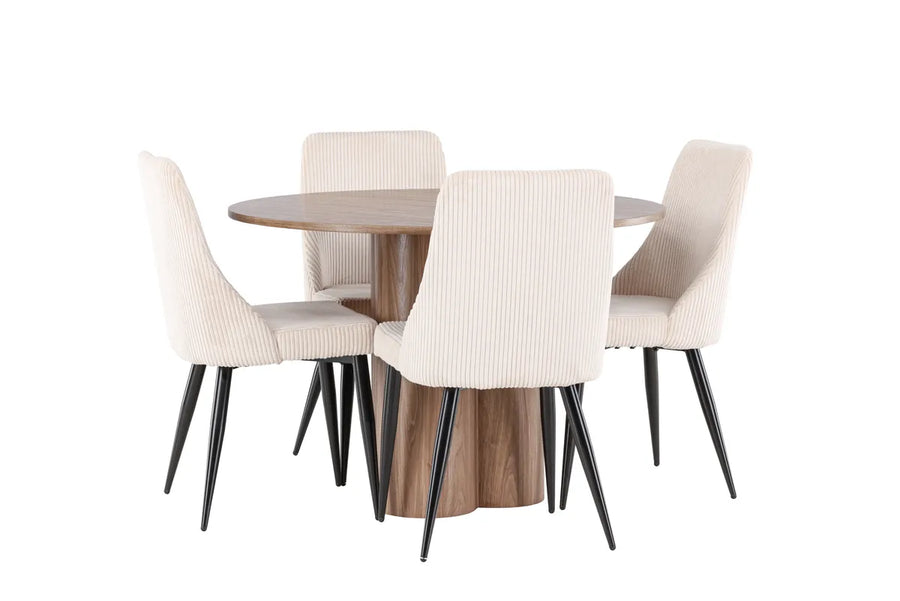 Spisegruppe Leone & Olivia rund 2-pakk ⌀110 – beige og brun