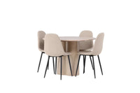 Spisegruppe Olivia & Polar Rund ⌀110 2-pakk – hvitvasket og beige