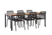 Spisegruppe Break & Peking rektangulær 205 x 90 + 2-pakk spisestoler – natur og svart