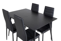 Spisegruppe Silar & Slim 120 x 80 + spisestol 2-pakk – svart