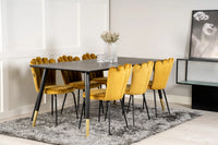 Spisestol Limhamn & Dipp 2-pakk + rektangulært spisebord 180 x 90 – gul og svart