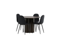Spisestol Polar & Olivia 2-pakk + Rundt spisebord ⌀110 – svart og mokka