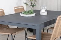 Spisestol Lindos & Marbella 2-pakk + spisebord rektangulært 160 x 100 – brun og svart