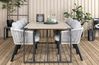 Spisestol Virya & Texas 2-pakk – svart + Spisebord rektangulært 200 × 100 – lys grå