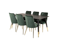 Spisegruppe rektangulært spisebord 180 x 90 + spisestol 2-pakk – svart og grønn