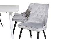 Spisebord Polar & Velvet Deluxe 180 x 90 + spisestol 2-pakk – hvit og lys grå