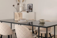 Spisegruppe rektangulær 200 x 90 + spisestol 2-pakk – svart og beige