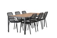 Spisegruppe Break & Peking rektangulær 205 x 90 + 2-pakk spisestoler – natur og svart