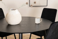 Spisegruppe rund ⌀115 + 2-pakk spisestoler – svart