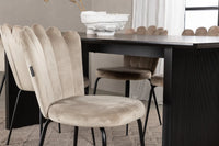 Spisestol Limhamn & Vail 2-pakk – beige + rektangulært spisebord 200 × 100 – svart