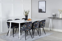Rektangulært spisebord Polar & Velvet 180 x 90 + spisestol 2-pakk – hvit og svart