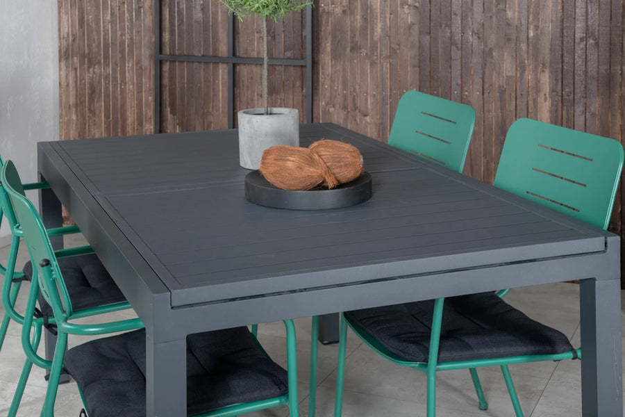 Spisegruppe Nicke & Marbella 2-pakk + Spisebord 160 x 100 – grønn og svart