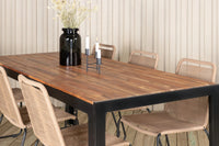 Spisestol 2-pakk + rektangulært spisebord 205 x 90 – brun og natur