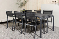 Spisestol Copacabana & Borneo 2-pakk + Rektangulært spisebord 200 × 100 – svart