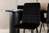 Spisegruppe oval 200 x 90 + spisestol 2-pakk – svart