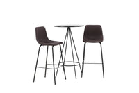 Barstol Alexi & Bistro 2-pakk + barbord ⌀60 – brun og svart