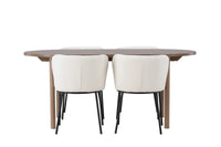 Spisestol Edina & Andy 2-pakk + Spisebord ovalt 180 x 90 – hvit og natur