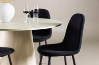 Spisestol Polar & Lanzo 2-pakk + Rundt spisebord ⌀120 – svart og hvitkalket