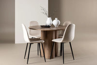 Spisestol Polar & Olivia 2-pakk + Rundt spisebord ⌀110 – beige og brun