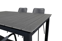 Spisegruppe Lindos 160 x 100 + 2-pakk spisestol – svart og grå