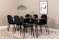 Spisegruppe Petra & Polar 190 x 90 + spisestol 2-pakk – svart