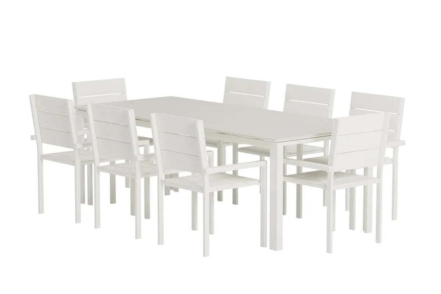 Spisestol Levels 2-pakk + rektangulært spisebord 229 × 100 – beige