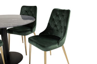 Spisegruppe Estelle & Velvet Deluxe Rund ⌀106 2-pakk – mørk grå og grønn