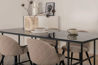 Spisegruppe rektangulær 200 x 90 + spisestol 2-pakk – svart og beige