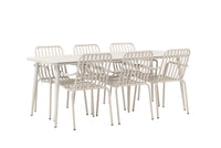 Spisebord Lina & Peking rektangulært 200 x 90 + Spisestol 2-pakk – beige