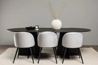 Spisestol Velvet & Bootcut 2-pakk + Ovalt spisebord 230 x 115 – grå og svart